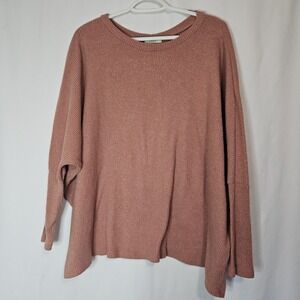 Oversized Ribbed Sweater M Soft Knit Batwing Cozy Cottagecore Fall Top